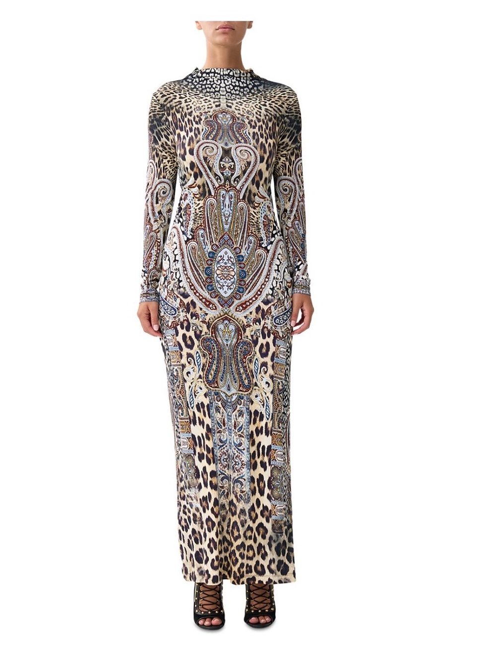 Camilla Mixed Print Open Back Dress